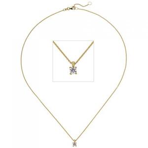 Collier Kette mit Anhnger 585 Gold Gelbgold 1 Diamant Brillant 0,15 ct. 45 cm