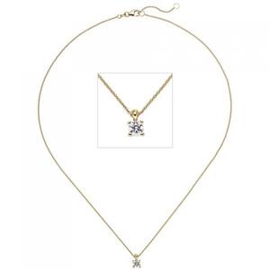 Collier Kette mit Anhnger 585 Gold Gelbgold 1 Diamant Brillant 0,50 ct. 45 cm