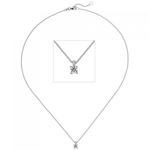 Collier Kette mit Anhnger 585 Gold Weigold 1 Diamant Brillant 0,15 ct. 45 cm