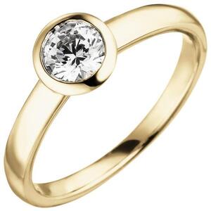 Damen Ring 585 Gelbgold 1 Diamant Brillant 0,50 ct. Solit�r (Gr��e: 56)