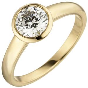 Damen Ring 585 Gelbgold 1 Diamant Brillant 1,0 ct. Diamantring, Solitr (Gre: 58)