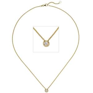Collier Kette mit Anhnger 585 Gelbgold 1 Diamant Brillant 0,15 ct. 45 cm