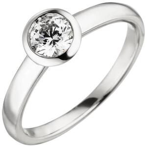 Damen Ring 585 Wei�gold 1 Diamant Brillant 0,50 ct. Solit�r (Gr��e: 58)