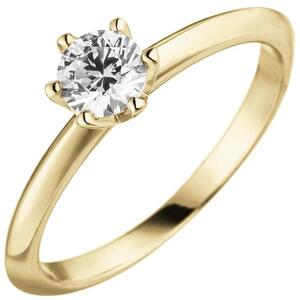 Damen Ring 585 Gelbgold 1 Diamant Brillant 0,70 ct. Diamantring Solitr (Gre: 56)
