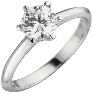 Damen Ring 585 Gold Weigold 1 Diamant Brillant 1,0 ct., Solitr (Gre: 58)