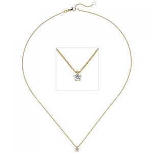 Collier Kette mit Anhnger 585 Gelbgold Diamant Brillant 0,15 ct. 45 cm