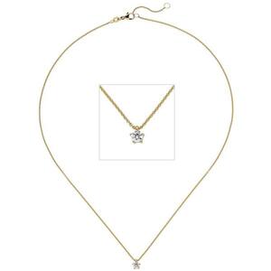 Collier-Kette mit Anhnger 585 Gelbgold 1 Diamant Brillant 0,25 ct. 45 cm