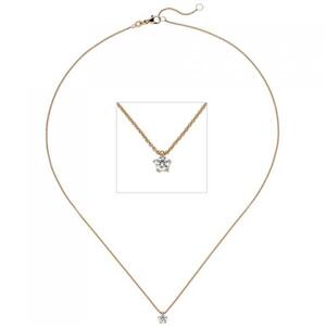 Collier Kette mit Anhnger 585 Rotgold 1 Diamant Brillant 0,15 ct. 45 cm