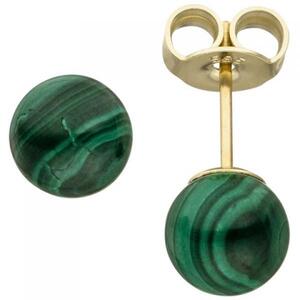 Ohrstecker 585 Gelbgold 2 Malachite gr�n Ohrringe Malachitohrstecker