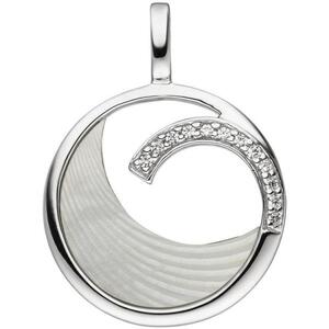Anhnger 925 Sterling Silber 12 Zirkonia 1 Perlmutt Einlage