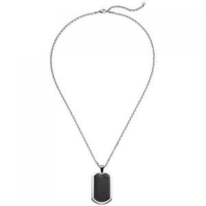 Collier Kette mit Anhnger Edelstahl schwarz beschichtet 55 cm Halskette