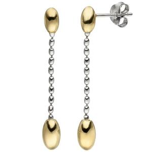 Ohrh�nger 925 Silber bicolor vergoldet Ohrringe Ohrstecker