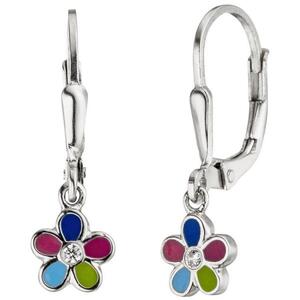 Kinder Ohrh�nger Blume 925 Sterling Silber 2 Zirkonia Ohrringe Kinderohrringe