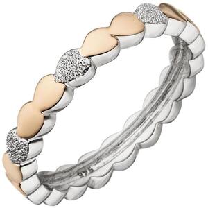 Damen Ring Herz Herzen 925 Sterling Silber bicolor Herzring (Gr��e: 52)