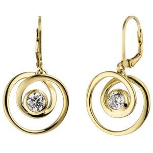 Ohrh�nger 925 Sterling Silber gold vergoldet 2 Zirkonia Ohrringe Boutons
