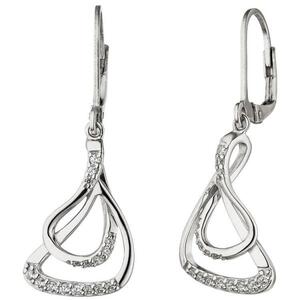 Ohrh�nger 925 Sterling Silber 32 Zirkonia Ohrringe Boutons Silberohrringe
