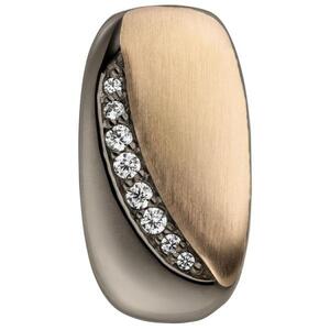 Anh�nger 925 Silber schwarz bicolor vergoldet 8 Zirkonia