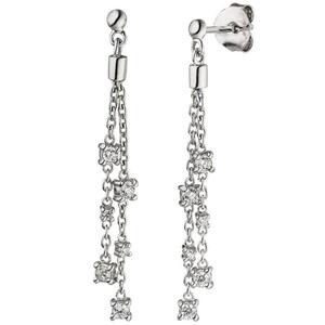Ohrh�nger 925 Sterling Silber 12 Zirkonia Ohrringe Ohrstecker Silberohrringe