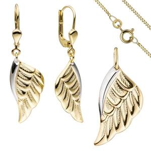 Schmuck-Set Flgel Engelsflgel 333 Gold Gelbgold bicolor mit Kette 45 cm