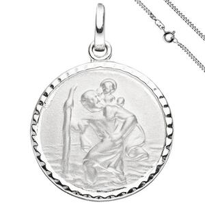 Anhnger Schutzpatron Christopherus 925 Sterling Silber mit Kette 50 cm