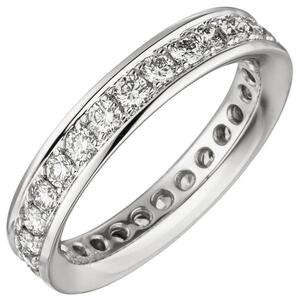 Damen Memory-Ring 585 Wei�gold mit Diamanten rundum (Gr��e: 56)