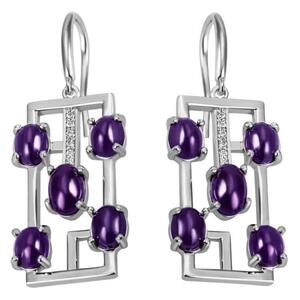 Ohrh�nger Amethyst 925 Sterling Silber 12 Zirkonia Ohrringe