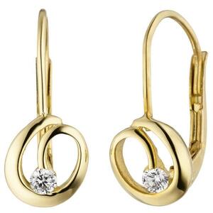 Ohrh�nger aus 333 Gelbgold 2 Zirkonia Ohrringe Boutons