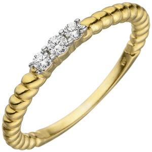Damen Ring aus 333 Gelbgold mit 3 Zirkonia Goldring (Gr��e: 50)