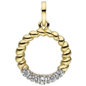 Anh�nger rund 333 Gold Gelbgold bicolor 5 Zirkonia