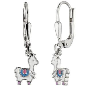 Kinder Ohrh�nger Lama wei� 925 Sterling Silber Ohrringe Kinderohrringe
