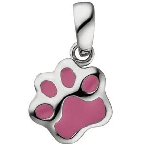 Kinder Anhnger Pfote 925 Sterling Silber pink lackiert