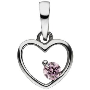 Kinder Anhnger Herz 925 Sterling Silber 1 Zirkonia rosa Herzanhnger