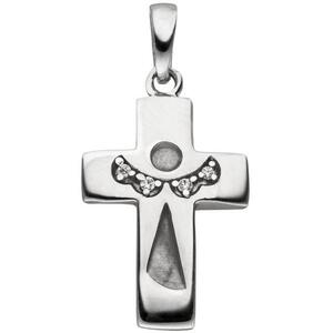 Anhnger Kreuz Schutzengel Kreuz 925 Silber mattiert 4 Zirkonia Kreuzanhnger
