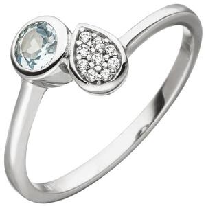Damen Ring 925 Silber 1 Blautopas hellblau blau 9 Zirkonia (Gre: 54)