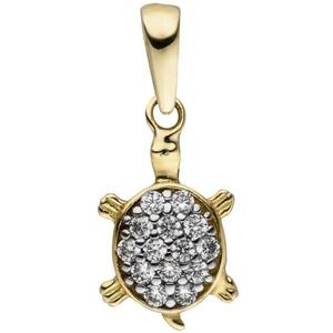 Anh�nger Schildkr�te 333 Gold Gelbgold 14 Zirkonia Goldanh�nger