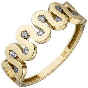 Damen Ring 333 Gelbgold 9 Zirkonia Goldring (Gr��e: 52)