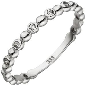 Damen Ring Kugel 333 Gold Wei�gold 11 Zirkonia Kugelring (Gr��e: 52)