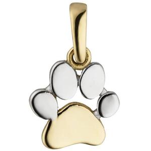 Anh�nger Pfote 333 Gold Gelbgold bicolor Goldanh�nger