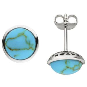 Ohrstecker 925 Sterling Silber 2 T�rkis-Imitationen Ohrringe