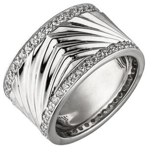 Damen Ring breit 925 Sterling Silber mit Zirkonia (Gre: 64)