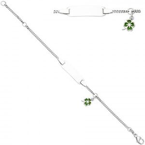 Schildband Kleeblatt 925 Sterling Silber gr�ne Lackeinlage 14 cm