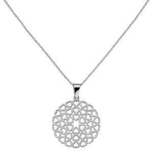 Collier Herzen Edelstahl mattiert 50 cm Karabiner