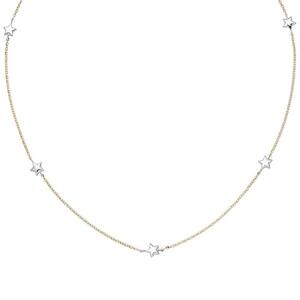 Collier Halskette Stern 375 Gold Gelbgold Wei�gold bicolor diamantiert 43 cm