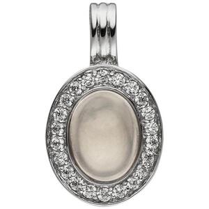 Anhnger Einhnger Oval 925 Sterling Silber 1 Rosenquarz 22 Zirkonia