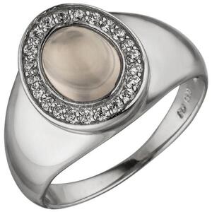 Damen Ring 925 Sterling Silber, 1 Rosenquarz 22 Zirkonia (Gr��e: 50)