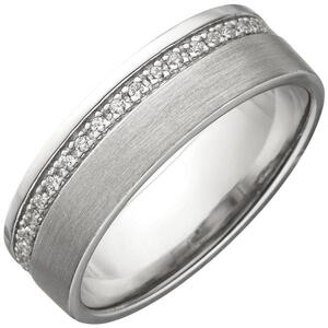 Damen Ring 925 Sterling Silber matt mit Zirkonia rundum (Gr��e: 60)