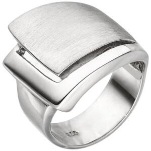Damen Ring breit 925 Sterling Silber rhodiniert und teilmattiert. (Gre: 64)
