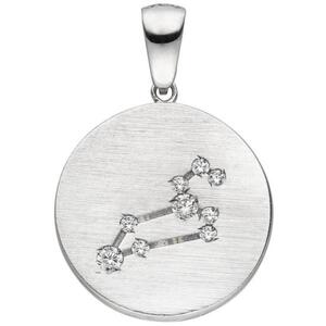 Anhnger Sternzeichen Lwe 925 Sterling Silber matt 9 Zirkonia