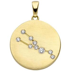 Anhnger Sternzeichen Stier 333 Gold Gelbgold matt 9 Zirkonia