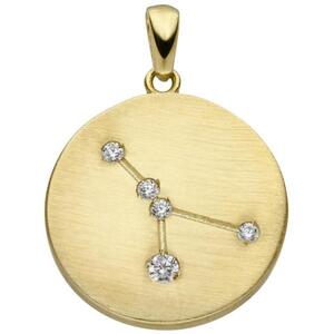 Anhnger Sternzeichen Krebs 333 Gold Gelbgold matt 5 Zirkonia
